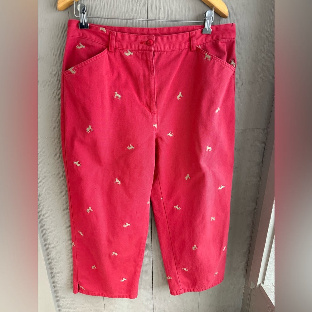 L.L. Bean Women's 16 Reddish Coral Labrador Dog Capris